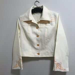 Vintage Cream Jacket with Orange Accents